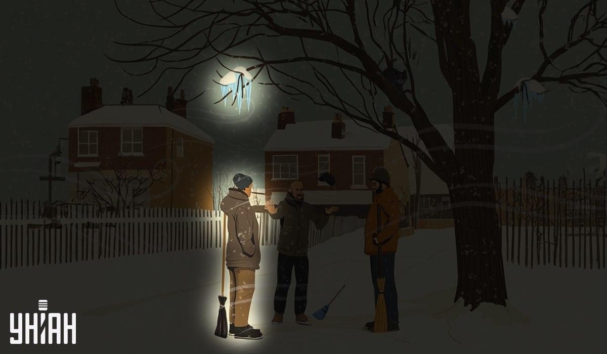 یکی از سرایداران زیر یخ هایی که روی درخت آویزان شده بود ایستاد / کولاژ Moje